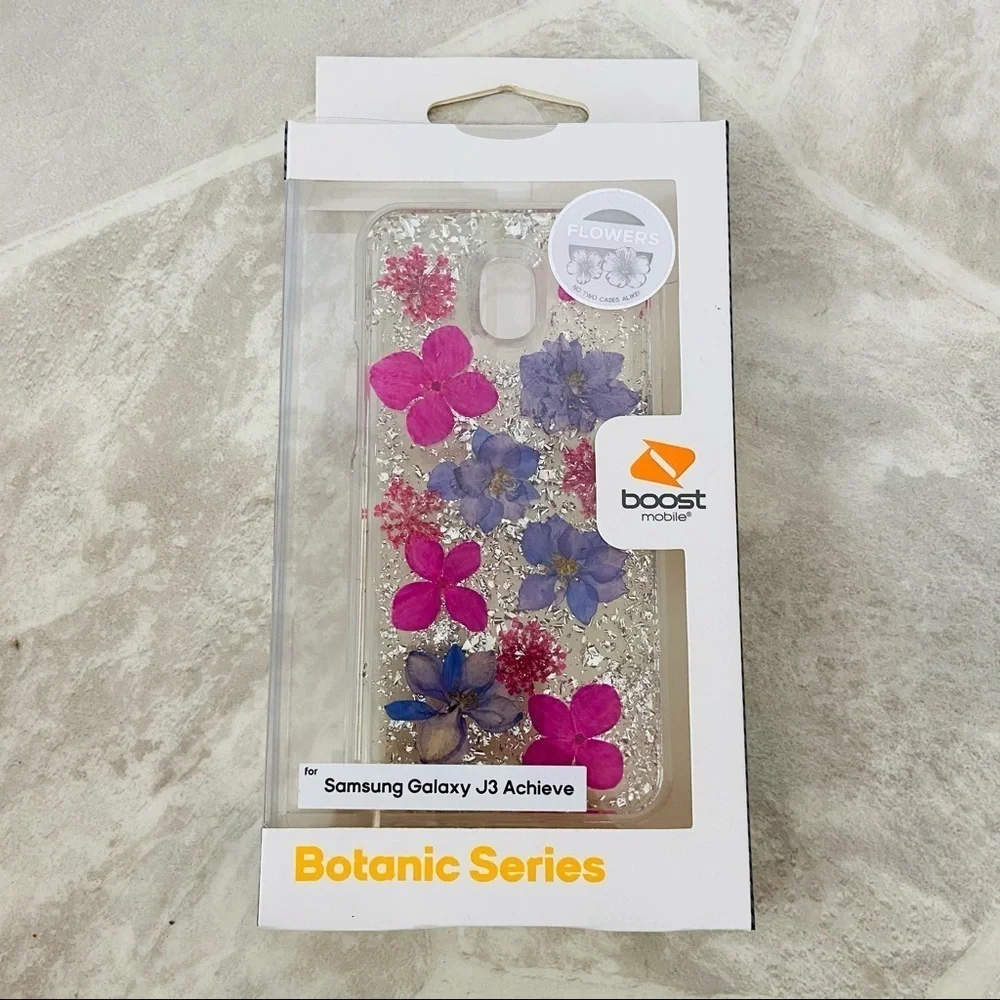 Samsung galaxy J3 achieve pressed flower sparkle botanic series phone case